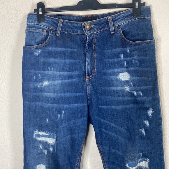 Italian why not brand Memphis distressed 33 womens stretchy Jean pants - Picture 2 of 12